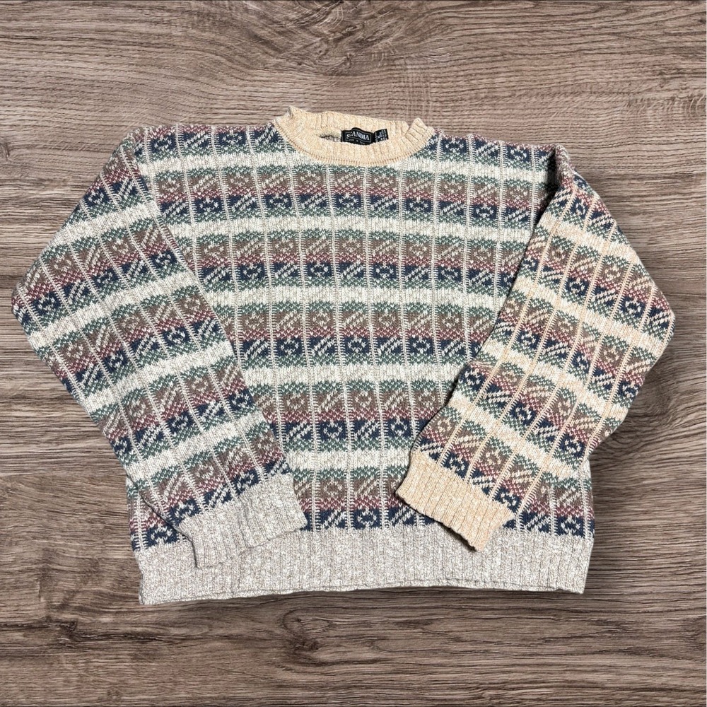 Vintage Scandia Heavy Grandpa Sweater XL Grey Outdoor Hiking‎ Made In USA